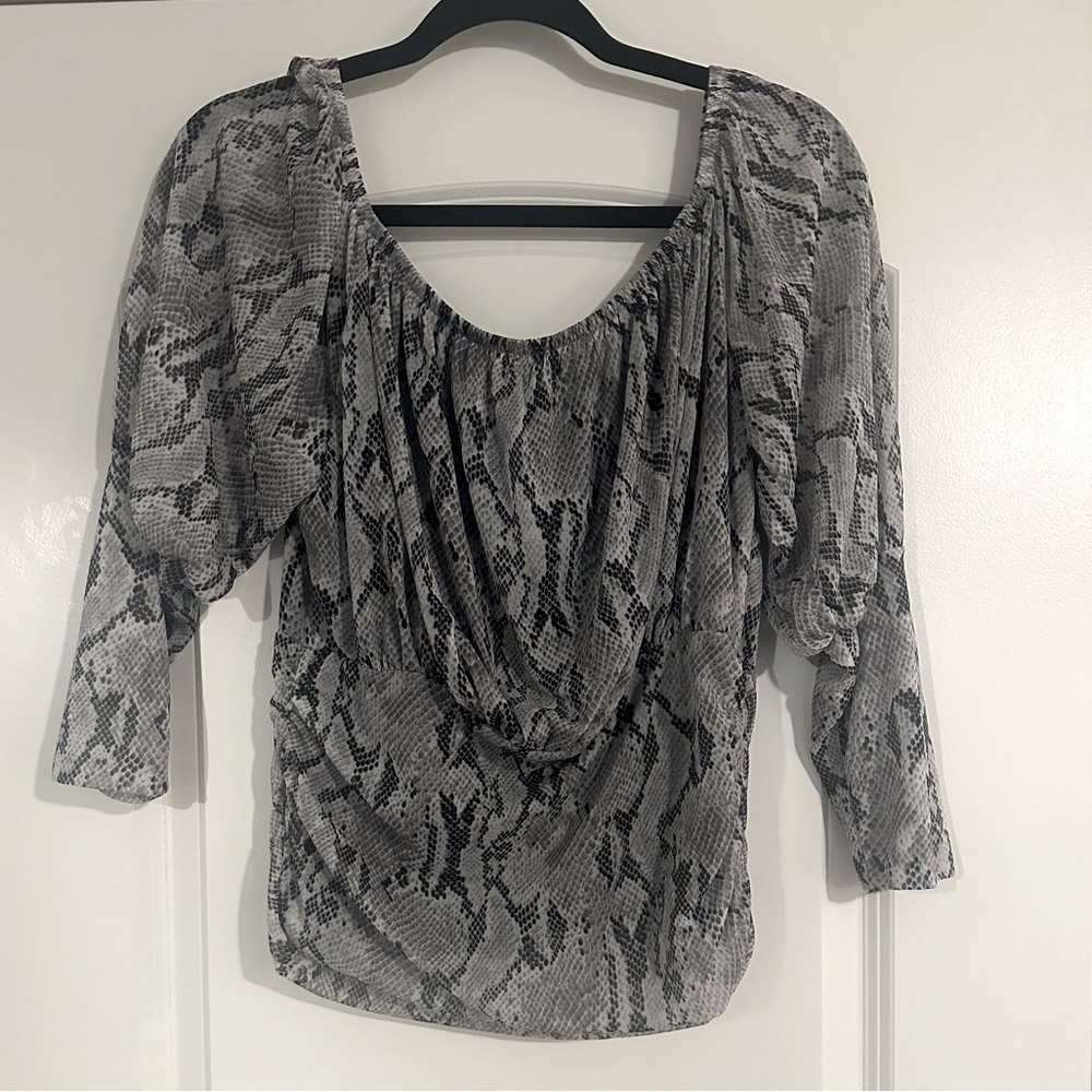 Gray and black blouse